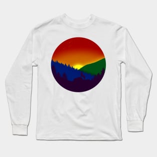 Desaturated Subtle Gay Pride Flag Landscape Long Sleeve T-Shirt